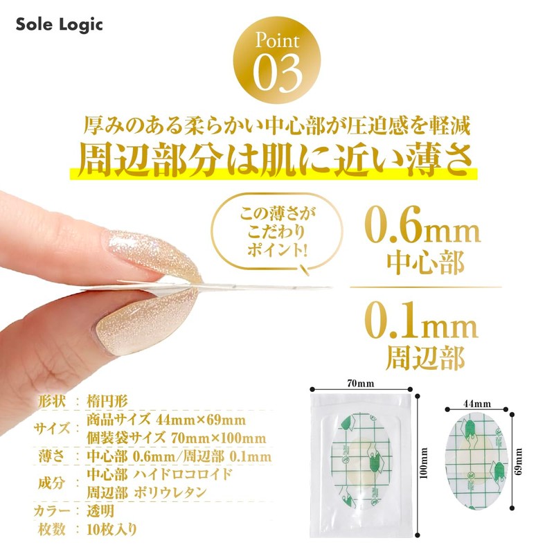 Sole Logic Transparent Anti-Blocking Pad, Hydrocolloid Material, Center 0.6mm/0.1mm Perimeter,