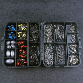 257 Pcs Fishing Tackles, 201 Stainless Steel Fishing Swivel Snaps Accessories Kit with Sea Beans, Bearings, Swivel, Pendants, Strong Pins, Hooks