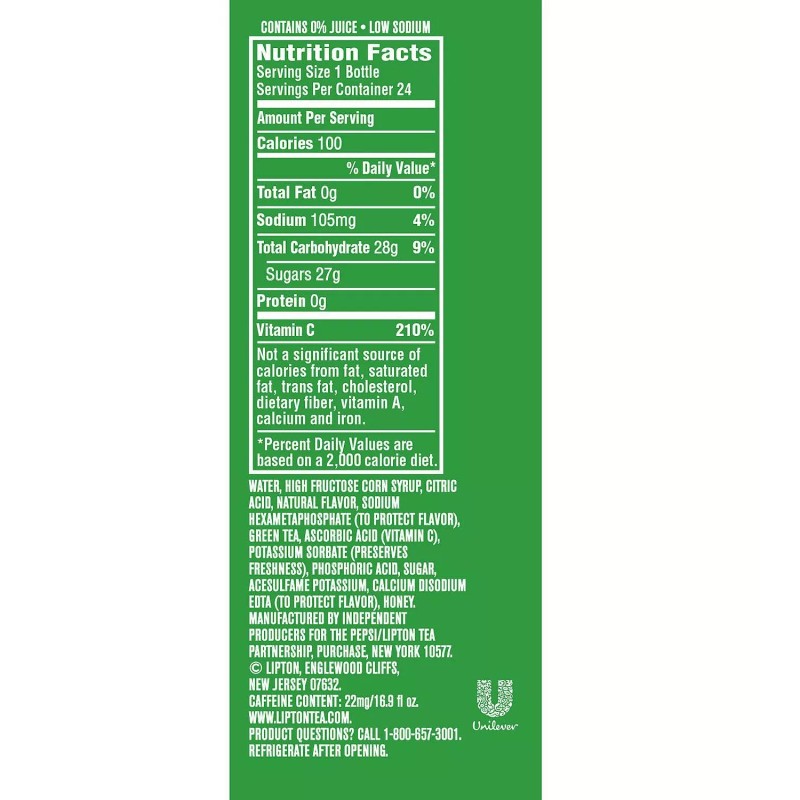 Lipton ICED TEA LIPTON GREEN CITRUS (24 BOTTLES, 16.9 oz),