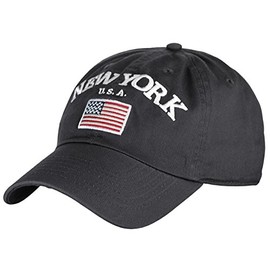 NYFASHION101 New York USA Flag Embroidered Adjustable Low Profile Cap, Charcoal
