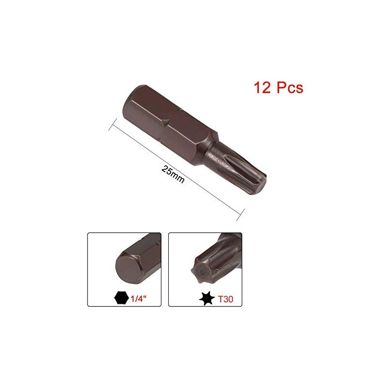 SUPERTOOL Torx Screwdriver Bits 25MM 1/4" Hex Shank Magnetic Screwdriver