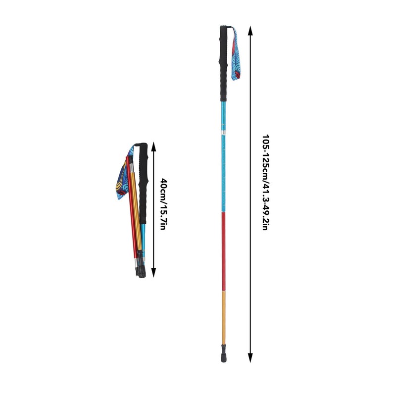 Walking Stick Telescopic Adjustable Length Anti Shock Foldable Portable Lightweight