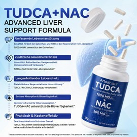 TUDCA Dietary Supplement Tauroursodeoxycholic Acid with 1000mg TUDCA and 200mg NAC to Support Liver, Digestion and General Wellbeing