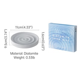 Namvo Diatomaceous Earth Soap Dish, 1 Pack Water Absorbent Stone Tray, Diatomaceous Earth Soap Holder, Quick Drying Elliptical Soap Saver for Shower, Bathroom, Kitchen, Sink, Grey