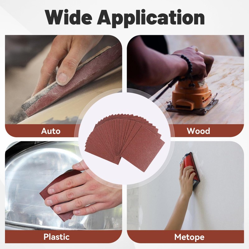 BAOSTC 1/4 Sandpaper Sheet – 4-1/2” x 5-1/2”, P80 Grit,