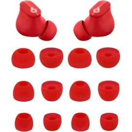 ALXCD Ear Tips Compatible with Beats Studio Buds, S M L 3 Sizes 6 Pairs Soft Silicon Earbuds Tips Eartips, Replacement for Beats Studio Buds, 6 Pairs, Red