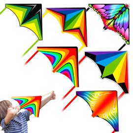 Ynybusi 6 Pcs Mini Kites-Flying Toys|Airplane Launcher Toys|Foam Glider Planes for Kids 4 5 6 7 8 9 10 12 Year Old Boys Girls Gifts, Easy to Fly & Launching Kites with Rubber Band (A)