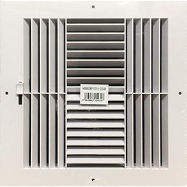 HBW Four-Way Plastic Side Wall/Ceiling Register in White 10" w X 10" h for Duct Opening (Outside Dimension is 12" w X 12" h)