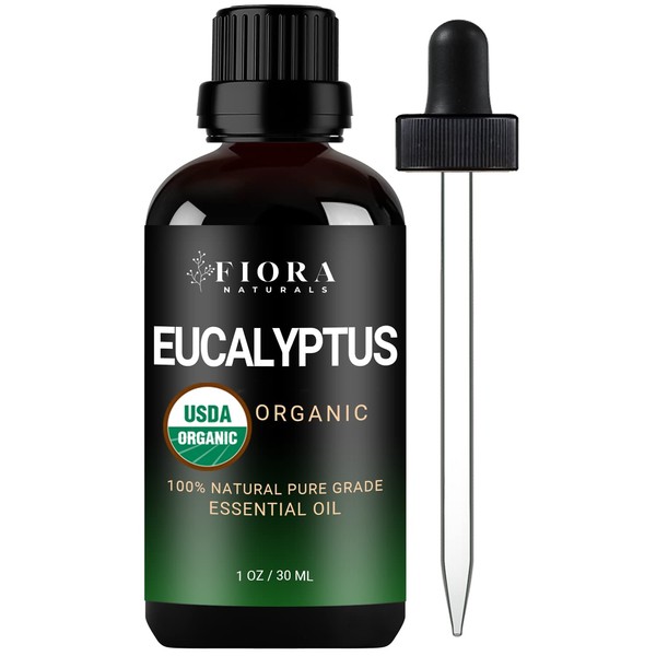 Organic Eucalyptus Essential Oil - 100% Pure Eucalyptus Oil for Diffuser, Humidifier, Sinus, Cold, and Aromatherapy - Natural Eucalyptus Oil for Skin, Hair, Scalp and Massage