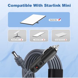 Starlink Mini Cable Car Adapter, 12V Power Cable 16.5FT/5M Compatible with Starlink Mini - Durable & Fast Charging for Vehicles, Home, and Outdoor Use
