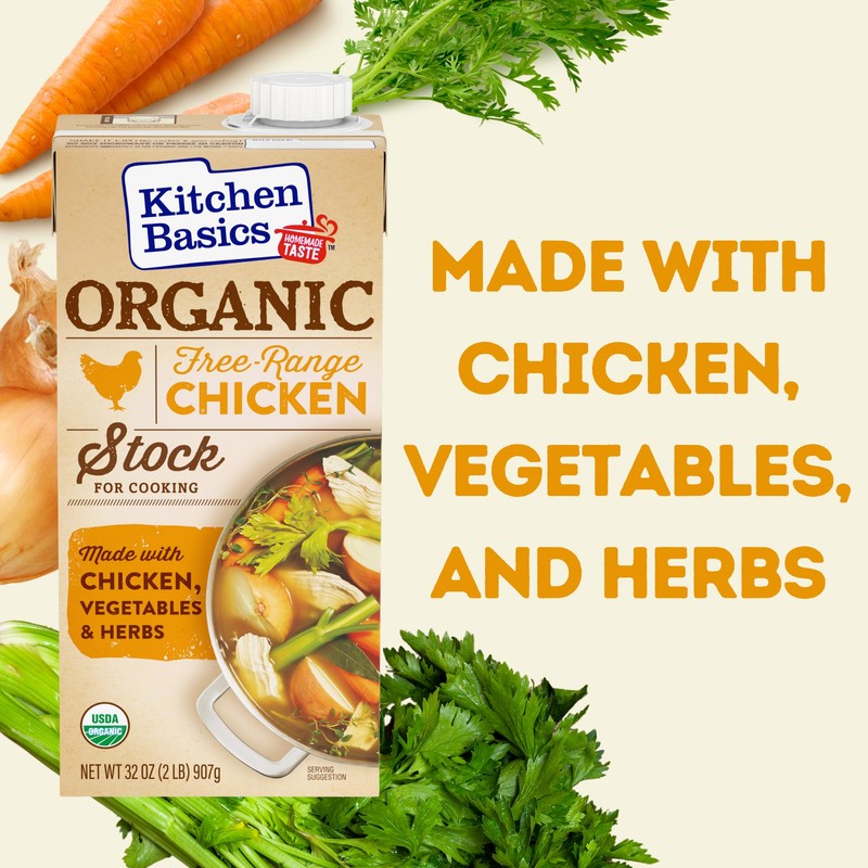 Kitchen Basics Organic Free Range Chicken Stock, 32 oz (Pack