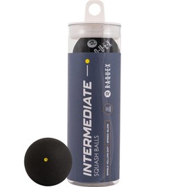 Raquex Squash Balls - 3 or 12 Balls - 4 x Speed Options: Elite Double Yellow Dot, Intermediate Yellow Dot, Beginner Red Dot Squash Balls, Junior Blue Dot (Yellow Dot)