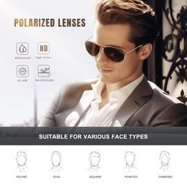 Eiuizah Polarized Aviator Sunglasses for Men Women, Driving Mens Sun Glasses with UV Protection for Fishing Golf