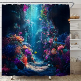 AYDSMYD Ocean Underwater World Shower Curtain for Bathroom,70x70 Inch