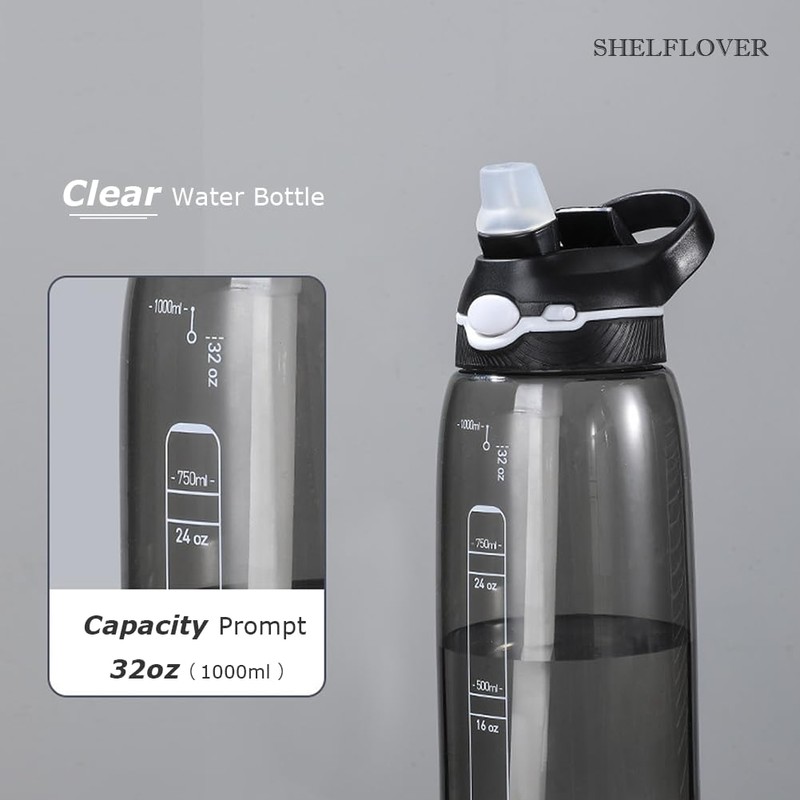 Generic SHELFLOVER Light Blue Water Bottle With Narrow Straw, BPA