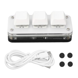 3 Key Mini Keypad USB Mechanical Gaming Programmable Macro Keyboard Blue Switch with RGB Backlit for PC Office Work White