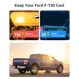 NexGenius Windshield Sunshade for 2021-2025 Ford F150 Lariat, King Ranch, Platinum, XL XLT Limited Raptor, Foldable Front Window Sunshade with Storage Bag, Accessories Windshied Sun Shade Protector
