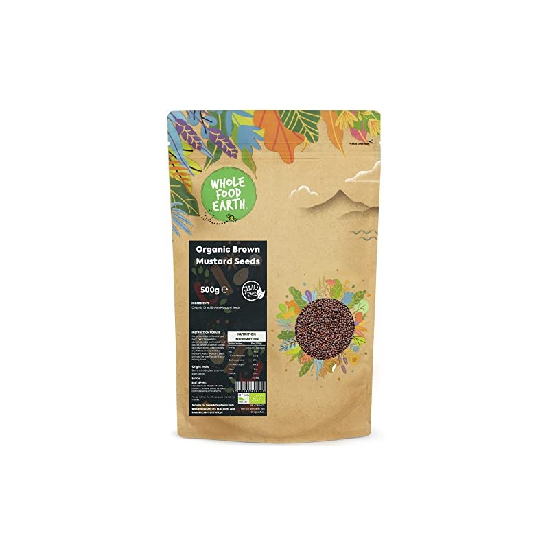 Wholefood Earth Organic Brown Mustard Seeds 500 g | GMO