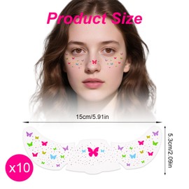 10pcs Pride Freckles Face Tattoos, Holographic Rainbow Butterfly Glitter Temporary Tattoos Waterproof Speckles Makeup Patches for Pride Parade Rave Festival Party Accessories