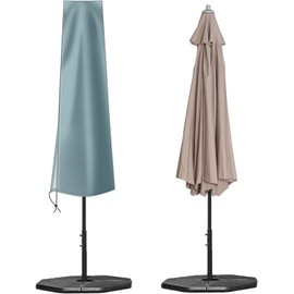 OKPOW Parasol Cover, Heavy Duty Rip Proof 600D Parasol Covers Waterproof Fit for Ø 200 cm Garden Parasol, Windproof, Anti-UV, Large Umbrella Cover with Zip (136 * 23 * 25cm,Grey)