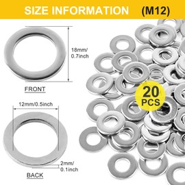 Fitschenringe Φ12 x 18 x 2.0 mm Room Doors Special Door Washers Stainless Steel Door Hinge Mounting Rings Without Abrasion Marks for Standard Room Doors Pack of 20 (M12)