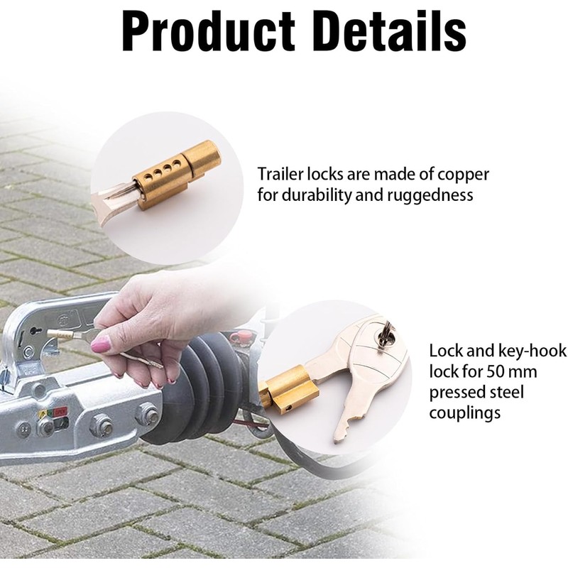 Pack of 2 Trailer Locks with 4 Keys, Plug Lock