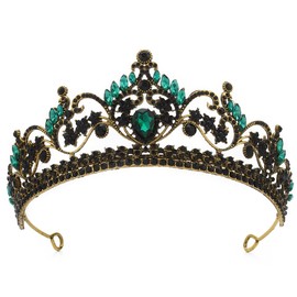 Foyte Baroque Queen Crown and Tiaras Wedding Rhinestone Tiara Black Bride Crystal Hair Accessories Princess Gemstones Headband Crowns for Women