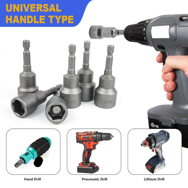 Set of 14 Magnets Hexagonal Socket, 6-19 mm Socket Wrench,
