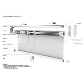HUAPHE Cordless Blackout Roller Window Shades Blinds.Child Safe Shades No Drill Black Out Blinds for Door Bedroom Indoor Windows Cover.Pull Down with Spring System Shades 34" W x 72" H Gray.