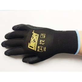 Large/ 6 Pair Diesel Black Safety Gloves Latex Coated Grip Cut Resistant