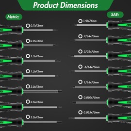 LOZAGU 14pcs Mini Hex Screwdriver Set, Metric(0.9mm-3mm) SAE(0.035"-1/8) Hex Allen Wrench Screwdriver Set, Perfect for RC Cars, Quadcopters and Helicopter Car Models
