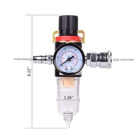 Hotgod 1/4" BSP Air Filter Regulator Compressor Moisture Trap Oil Water Lubricator for Compressor and Air Tools