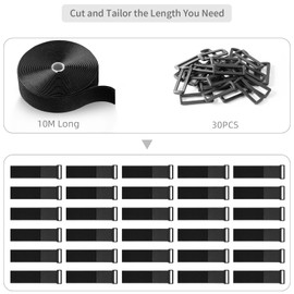 Trilancer 10M x 5CM Heavy Duty Hook and Loop Straps with 30 Buckles – Adjustable, Cut-to-Length, Reusable Cinch Straps for Securing Cables, Hoses, Pipes, and More