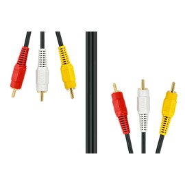 Fuji Parts Video Cable, AV Cable, 3 Pin to 3 Pin, 3 Meter, RCA x 3 (Male) to RCA x 3 (Male) Cable, 3.1 ft (1 m) High Purity 99.996% OFC Oxygen Free Copper Cable, 123-1m