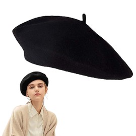 MOAZIFI Classic French Berets & Berets for Women, Wool Beret, Vintage Look, Artist Hat for Spring, Autumn, Winter (Black), black