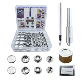Kit de cierres de piel de 15 mm, de latón resistente con cortador de perforación afilado y herramienta de instalación estándar, correas de operaciones de práctica, para ropa, chaquetas, jeans usan