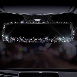 Murimt Bling Car Rearview Mirrors Decorations Rear View Mirror with HD Glass Rhinestones Automotive Interior Mirrors diamond Bling car Accessories for Women