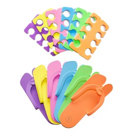 Paquete de 24 pares de pantuflas de pedicura EVA antideslizantes + 24 pares de separadores de dedos de alta calidad, dos tonos, suaves y duraderos, 6 colores divertidos ideales para fiestas de spa en casa y salón de uñas (48 pares de paquetes de fiesta d