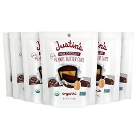JUSTIN'S Organic Mini Dark Chocolate Peanut Butter Cups, 4.7 Ounce Bag (6 Pack)