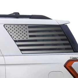 Bogar Tech Designs Precut Quarter Window American Flag Vinyl Decal Sticker Compatible with Ford Expedition 2018-2024, Matte Black