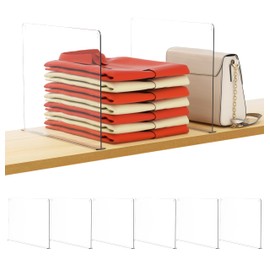 HBlife 6 PCS Adhesive Shelf Dividers for Closet Organization, Fit Wood Shelf Separators for Bedroom and Kitchen for Sweater, Shirts, Handbags