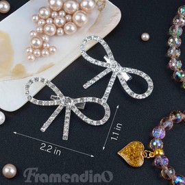 Framendino, 10 Pack Rhineston Bow Brooch Pins Crystal Elegant Bowknot Lapel Pin Suit Coat Breastpin for Women Wedding Party Silver