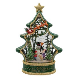 Kurt Adler 11.25 Inch Battery Operated Water Tree with Snowman and Santa