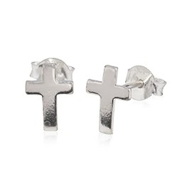 NKlaus Pair of Cross Stud Earrings 925 Silver Antique Oxidised Earrings 9 x 6 mm Small Earrings 12908, Sterling Silver