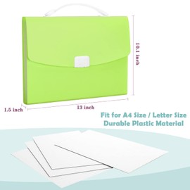 13-Pocket Expanding File Folder, Letter Size Accordion File Organizer, Document Folder with Handle for School, Office, Home (Green)