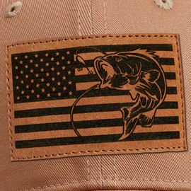 Fishing Hat Fishing Gifts for Men Bass Fish Flag Baseball Cap Gifts for Dad Husband Grandpa Father's Day Christmas Valentine's Day Birthday Gifts Camel