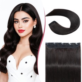 SEGOHAIR Clip In Hair Extensions for women One Piece 5 Clips Real Human Remy Hair Extension Long Straight Hairpieces for women 20 Inches #1B Natural Black