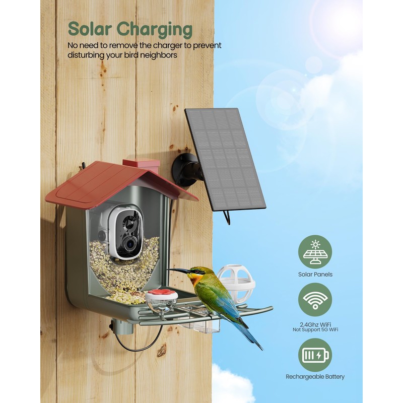 Smart Bird Feeder with Camera Outdoor: Solar Birdfeeder Cam for