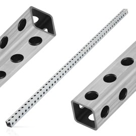 Blulu 1 Pcs 1-1/4x 48" Telescoping Perforated Tube, 14 Gauge Thick Telescoping Perforated Tube Galvanized Steel Square Tubing with Holes for Traffic Signs, Safety Facilities Columns