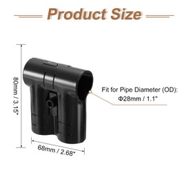 uxcell 2 Pcs T-shape Structural Pipe Connector, 1-1/8" 3-way Metal Connectors Corner Pipe Fittings End Rails Clamp with Screws for DIY Shelf Garden Support, Black